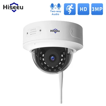 Беспроводная 3-мегапиксельная Wifi камера безопасности Наружного 2-полосного аудио купольного видеонаблюдения IP Антивандальная P2P Совместима с беспроводным комплектом Hiseeu