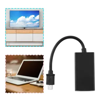 Порт дисплея, кабель-адаптер, совместимый с Micro USB и HDMI, конвертер, Черный, 12 см, Портативный, легкий, простой в использовании, черный