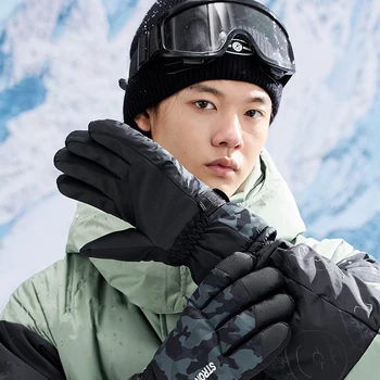 Зимние теплые лыжные перчатки, модные камуфляжные перчатки для сноуборда для мужчин и женщин, сенсорный экран для холодной погоды, водонепроницаемые, ветрозащитные на открытом воздухе