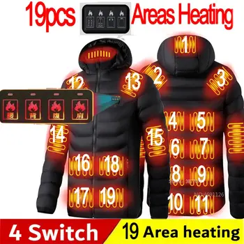 Мужская куртка с подогревом 19 Зон, USB Зимние уличные куртки с электрическим подогревом, теплые куртки Sprots, теплое пальто, Одежда, хлопковая куртка с подогревом