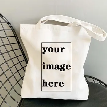 2022 Пользовательские Ваши изображения Здесь Печать Белых Модных Дорожных Холщовых Сумок Сумка-тоут Для Покупок Оригинальный Дизайн Продуктовая сумка Pures Shopper